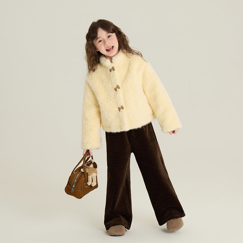 Furry Coat Children Single-layer Fleece-lined Warm-keeping Cotton Clothing