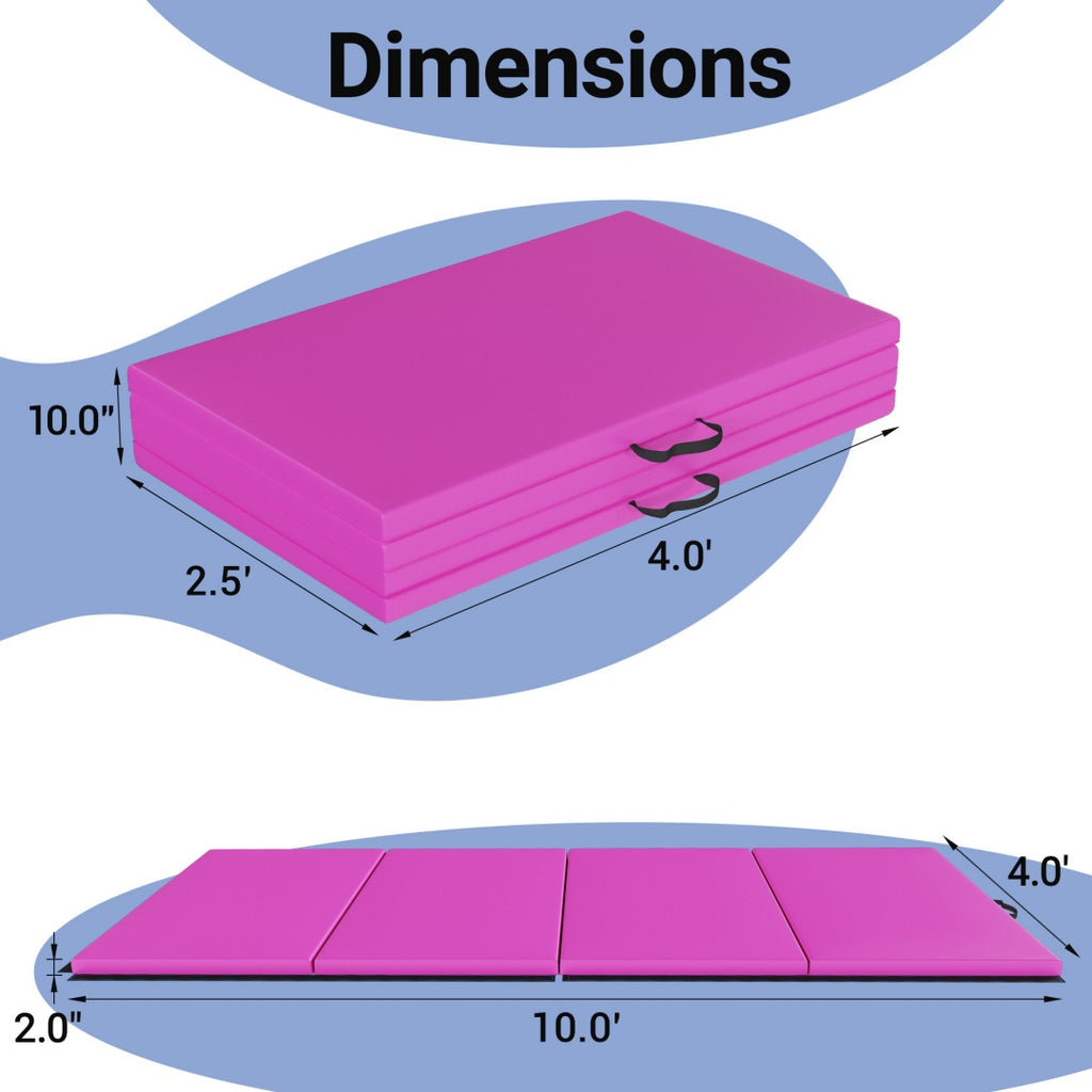 --Only Self Pickup--10 Ft. X 4 Ft. Quad Fold Gym Mat With Carrying Handle For Protective Flooring In Mixed Martial Arts, Gymnastics, And Home Gyms, 2 Inch Thick