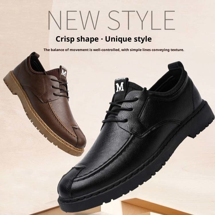 Men's Casual Lace-up Commuter Trendy Leather Shoes