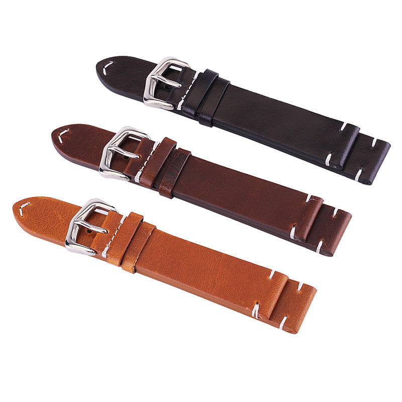 Men's Retro Cowhide Oil Wax Simple Strap