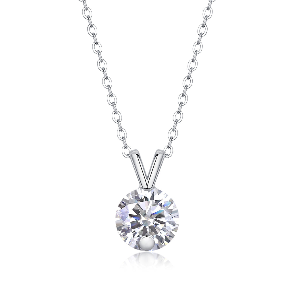 V-shaped - A Fashionable And Luxurious Diamond Jewelry Piece Set With 2-carat Moissan Diamond S925 Sterling Silver And Platinum-plated Pendant