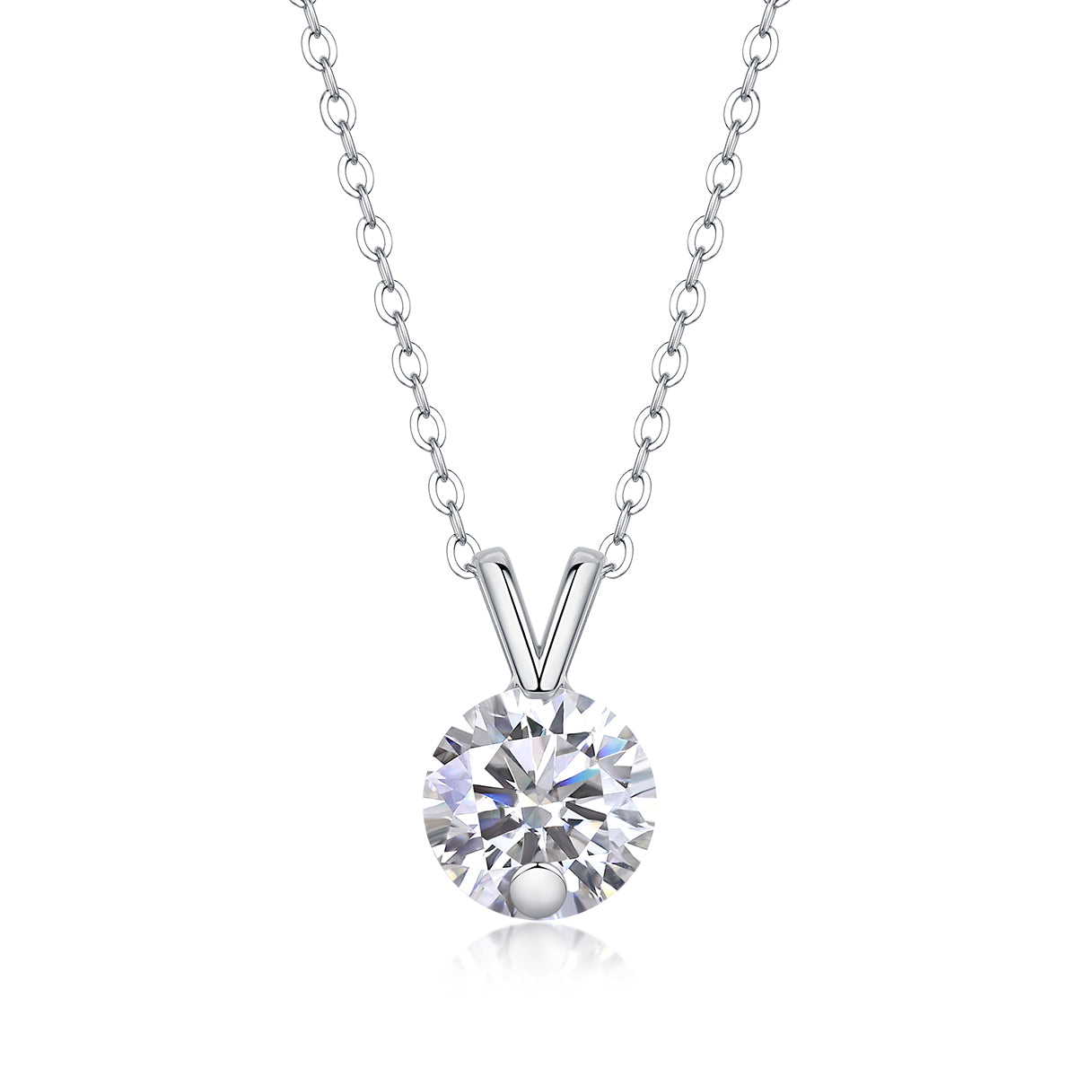 V-shaped - A Fashionable And Luxurious Diamond Jewelry Piece Set With 2-carat Moissan Diamond S925 Sterling Silver And Platinum-plated Pendant