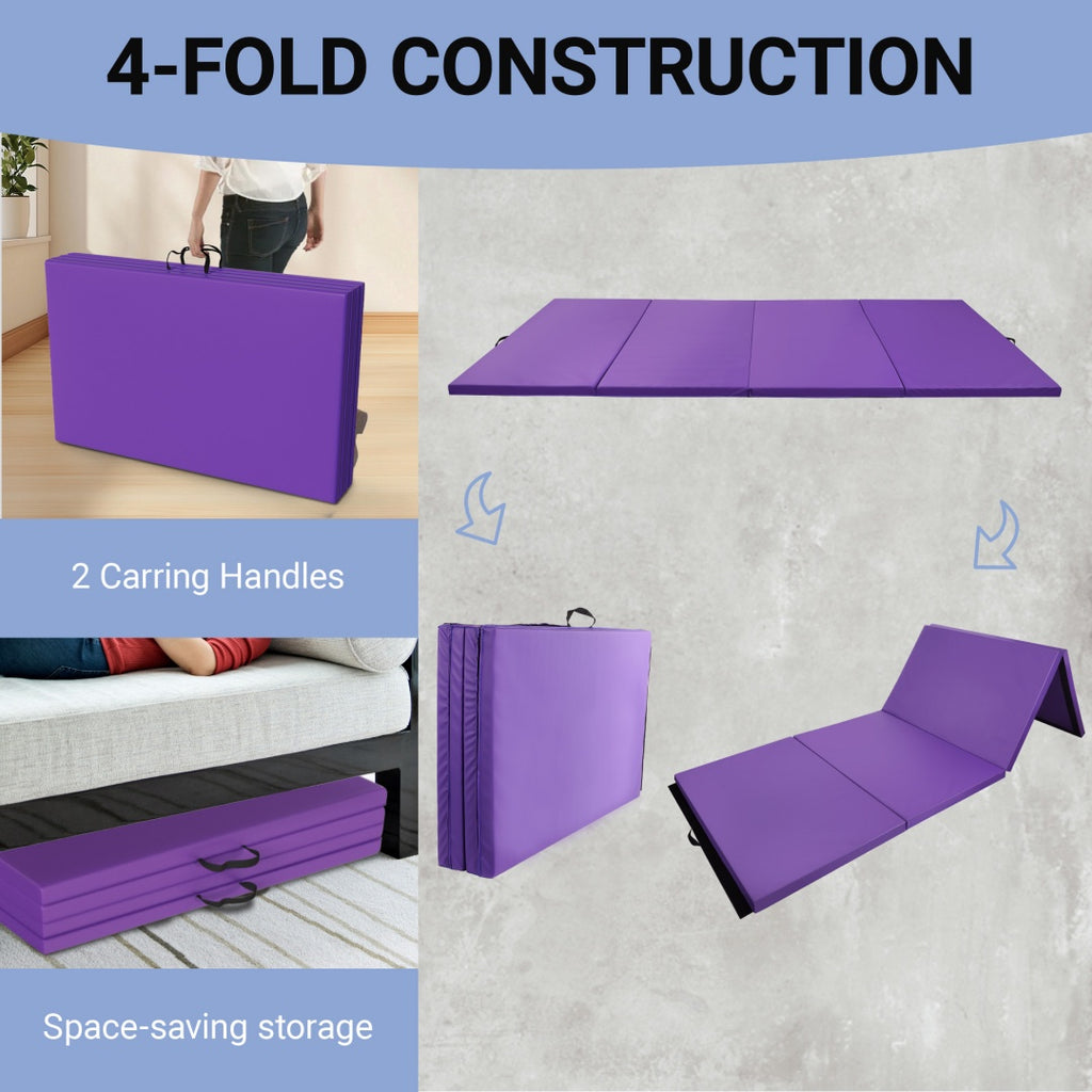 --Only Self Pickup--10 Ft. X 4 Ft. Quad Fold Gym Mat With Carrying Handle For Protective Flooring In Mixed Martial Arts, Gymnastics, And Home Gyms, 2 Inch Thick