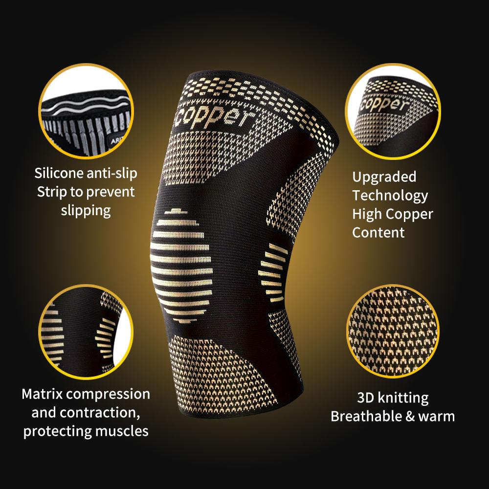 1 Pair Copper Knee Pads Ultimate Shock-Absorbing Gear For Men & Women Superior Knee Support For Sports Yoga Fitness Basketball