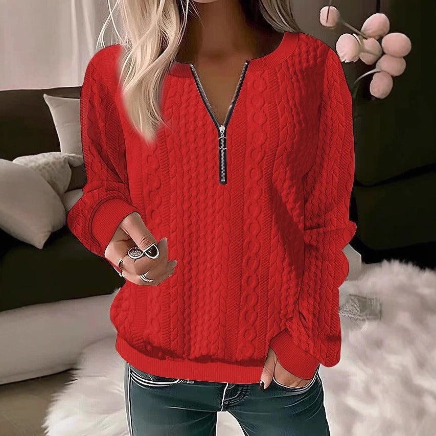 European And American Zipper Sweater Women's Coat Cardigan