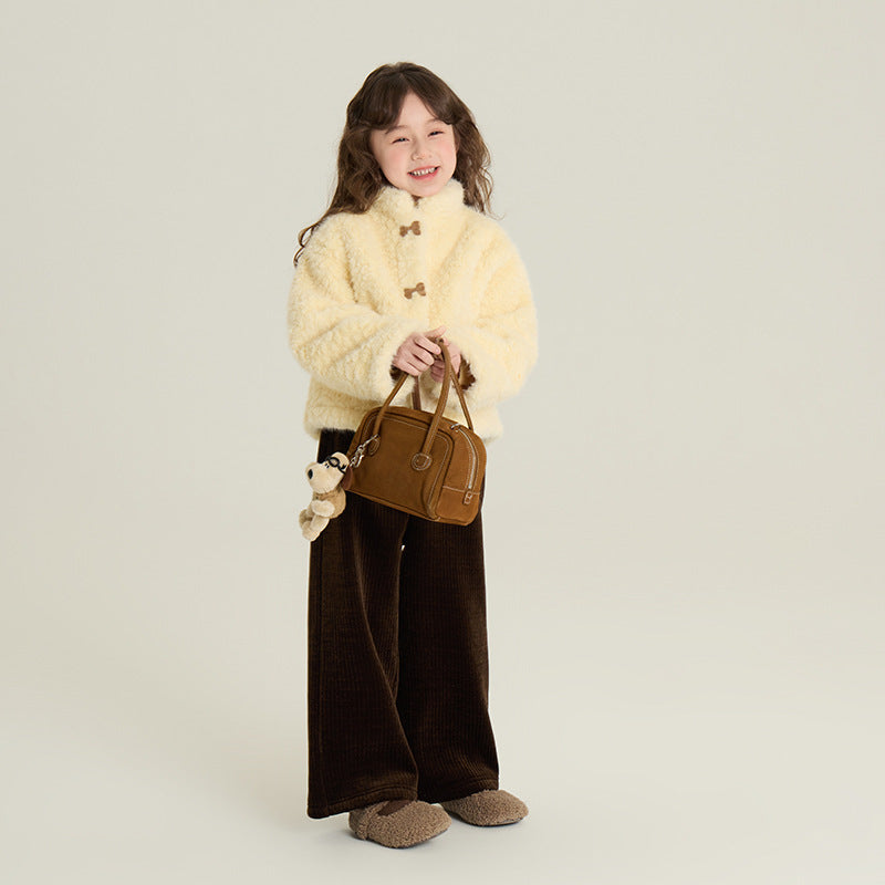 Furry Coat Children Single-layer Fleece-lined Warm-keeping Cotton Clothing