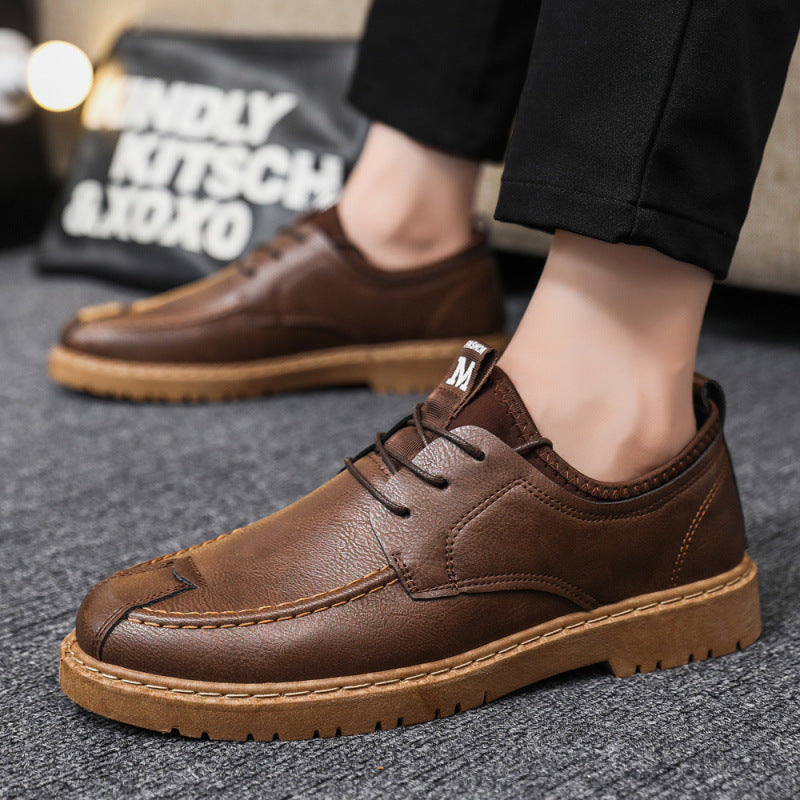 Men's Casual Lace-up Commuter Trendy Leather Shoes