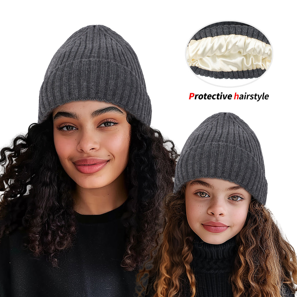 Satin Warm All-matching Slipover Knitted Hat