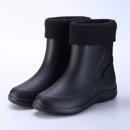 Men's Rain Mid-top Rain Boots Waterproof Non-slip Kitchen Glue Car Wash Work Shoes